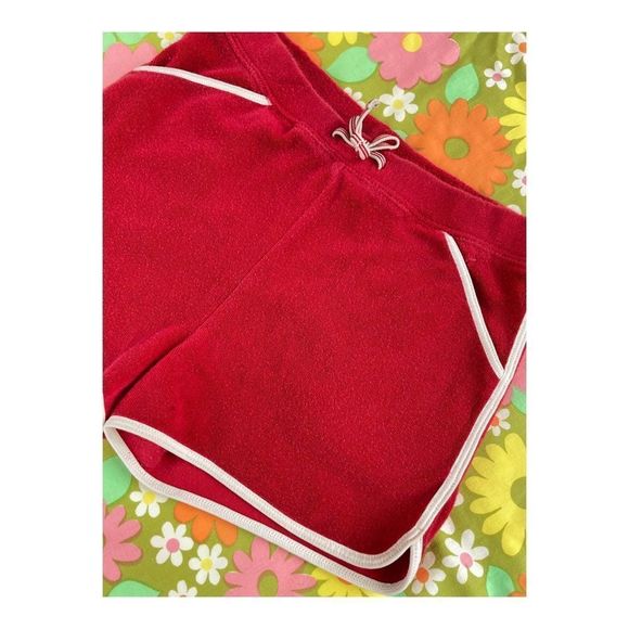 Vintage Gymboree Terrycloth Shorts Red White 2002 Retro Y2K Sz 8 Youth 70s Style - Picture 2 of 7